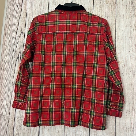 Vintage Basic Editions Womens Christmas Holiday Woven Shirt size Large - Picture 11 of 12